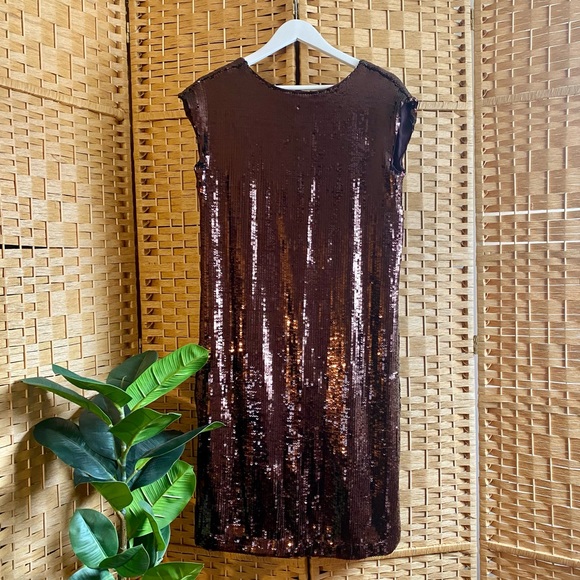 NWT Anthropologie Maeve Kara Sequined Mini Party Dress Small wine burgundy red - Picture 4 of 12